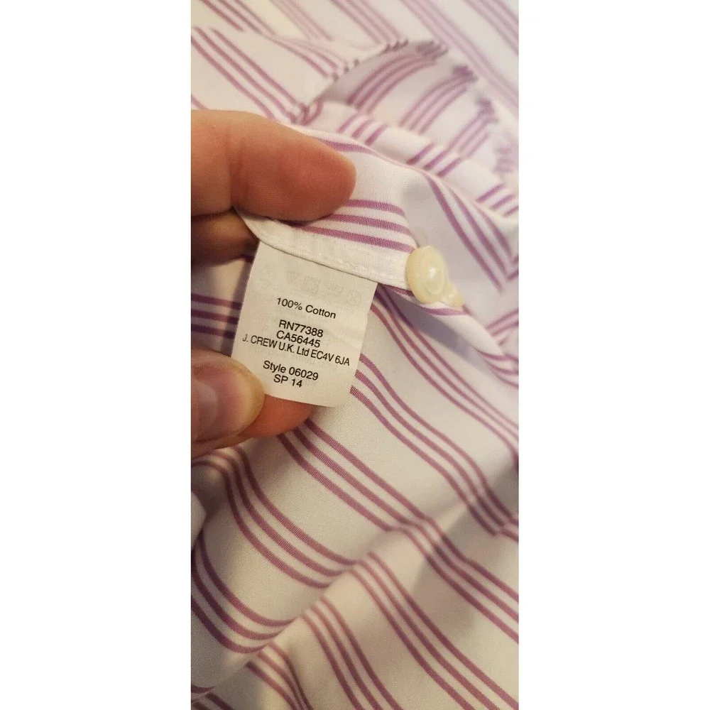 Thompson by J.Crew Wrinkle Free Dress Shirt‎ Men's Sz M Lilac Stripe Preppy